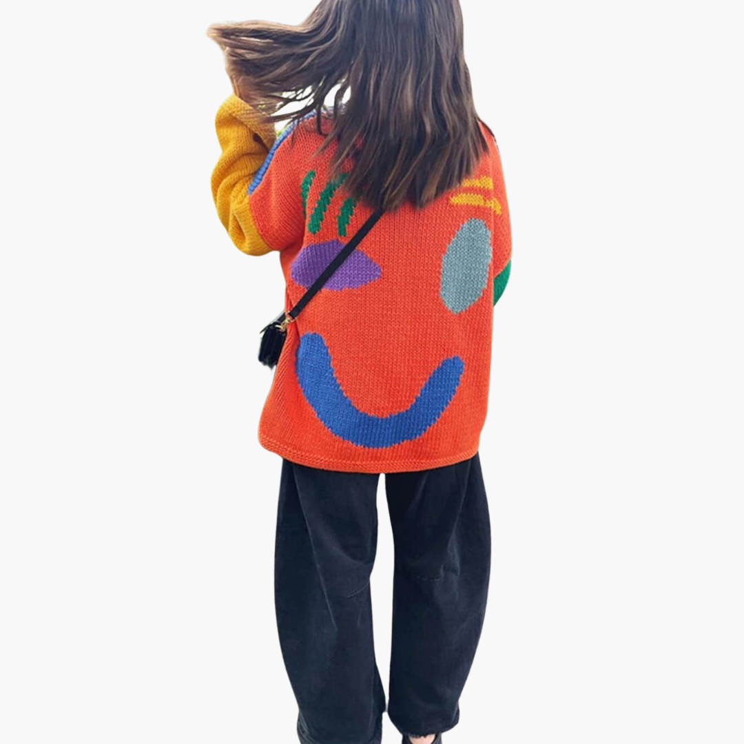 Knitted Sweater for Women - with Oversized Fit and Smiley Design - Image 16