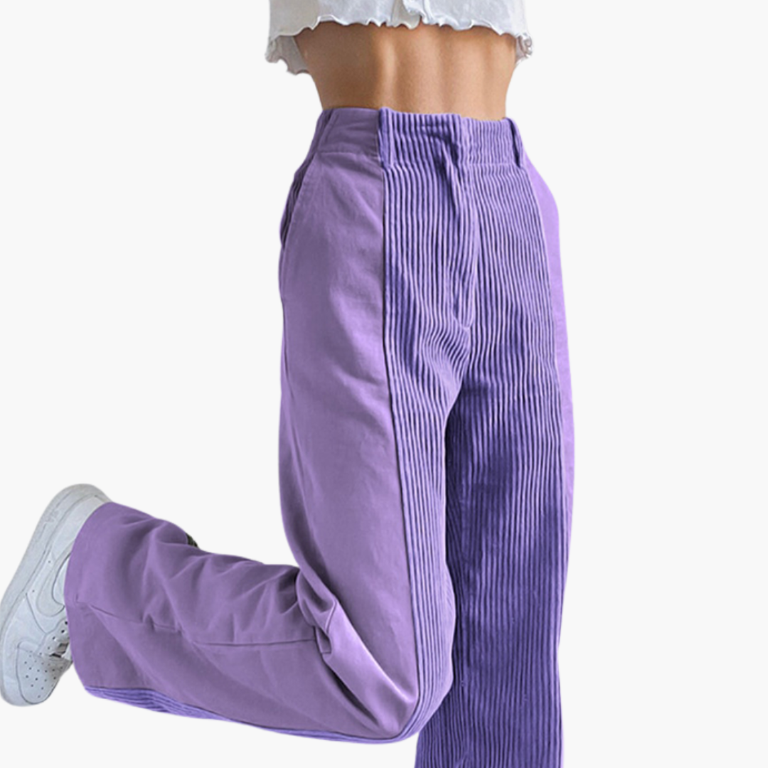 Women's Corduroy Pants with High Waist and Wide Legs