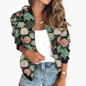 Bomber Jacket for Women - Lightweight & Stylish with Floral Pattern