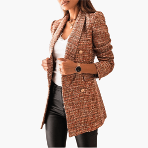 Tweed Blazer with Buttons for Women – Elegant & Modern