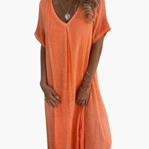 Women's V-Neck Summer Dress - Loose and Comfortable