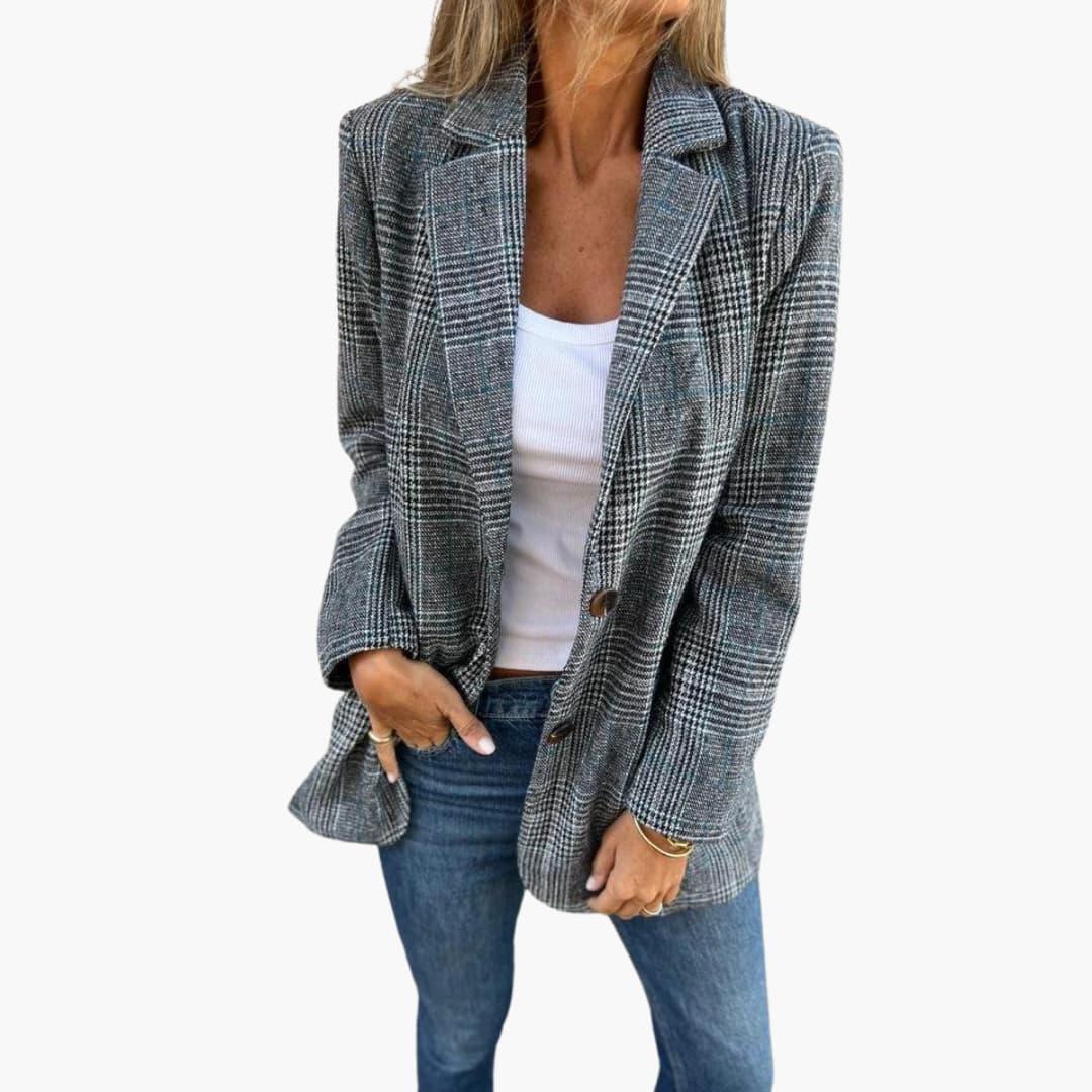 Checked Blazer for Women - Tailored Slim Fit Look - Image 3