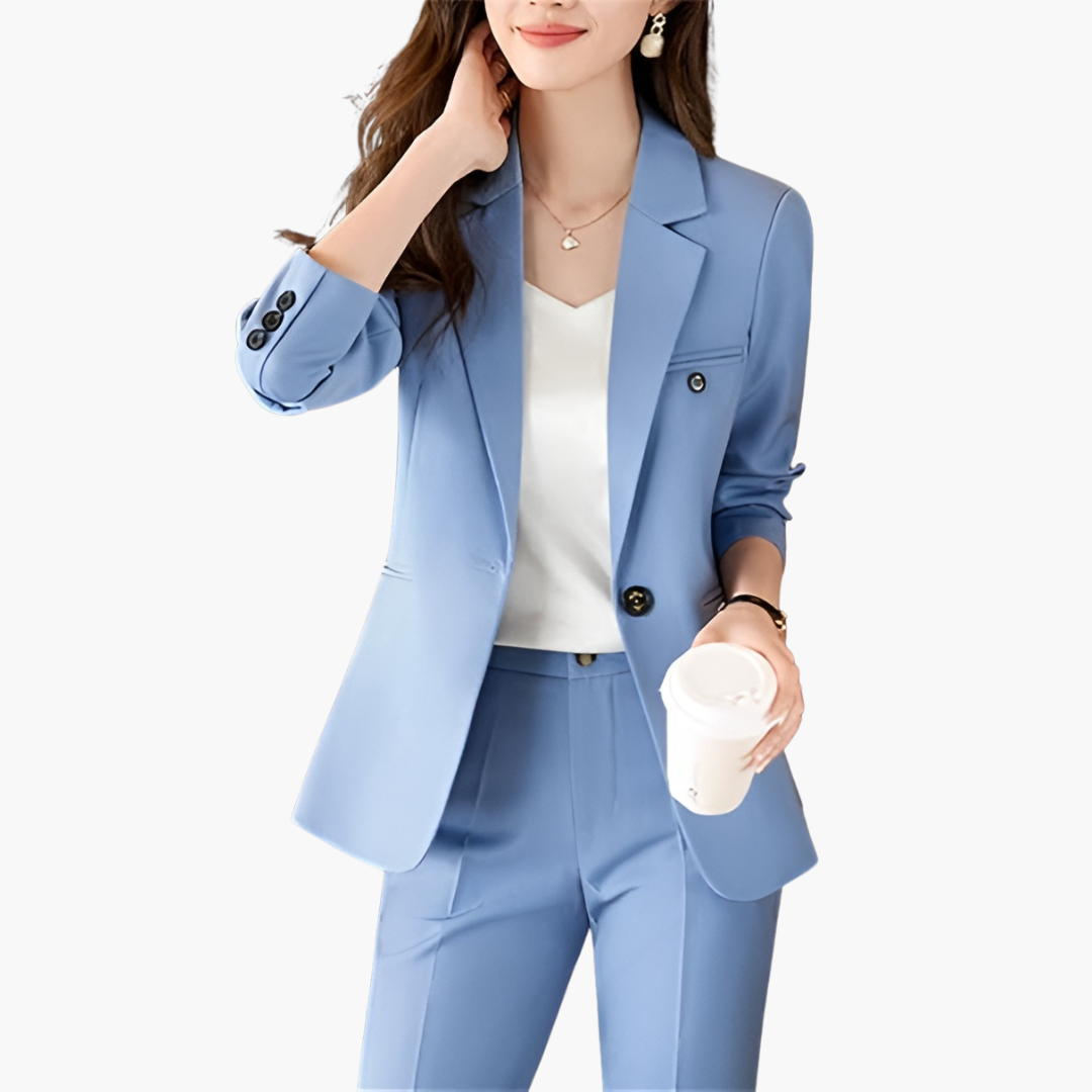 Blazer Set for Women with Lapels and Front Button Placket
