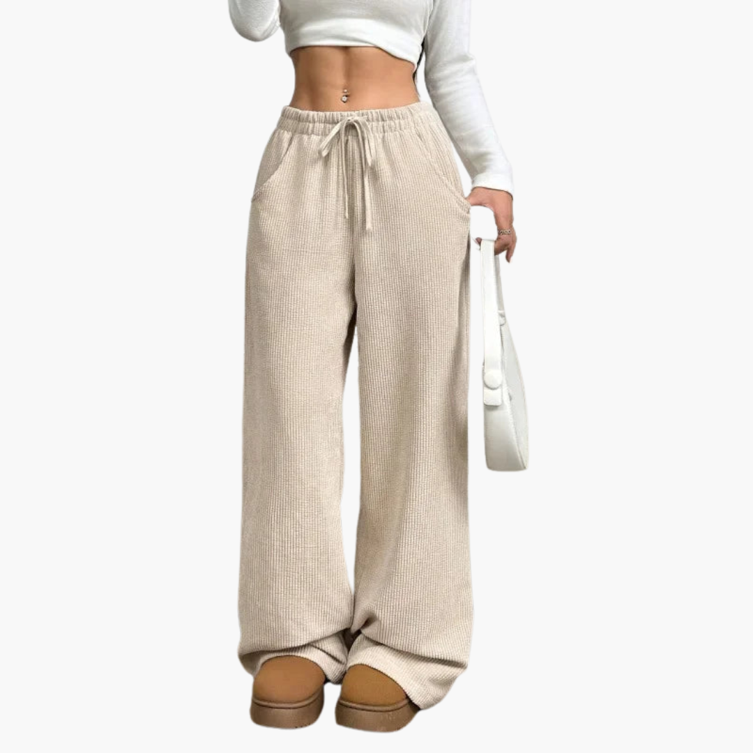 Women's Corduroy Trousers with High Waist and Wide Legs