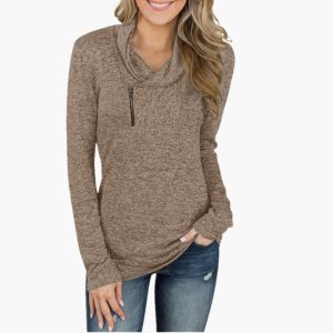 Women's Sweater with Collar and Zipper Combines Style and Function