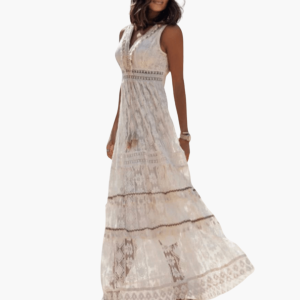 Maxi Dress with Lace for Women – in Airy Boho Style