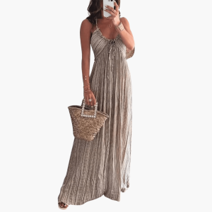 Women’s Boho Maxi Dress with Straps – Summer Dress for Leisure