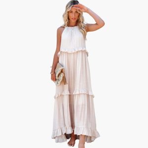 Maxi Dress Layers - Ruffle Dress for Women, Elegant & Airy