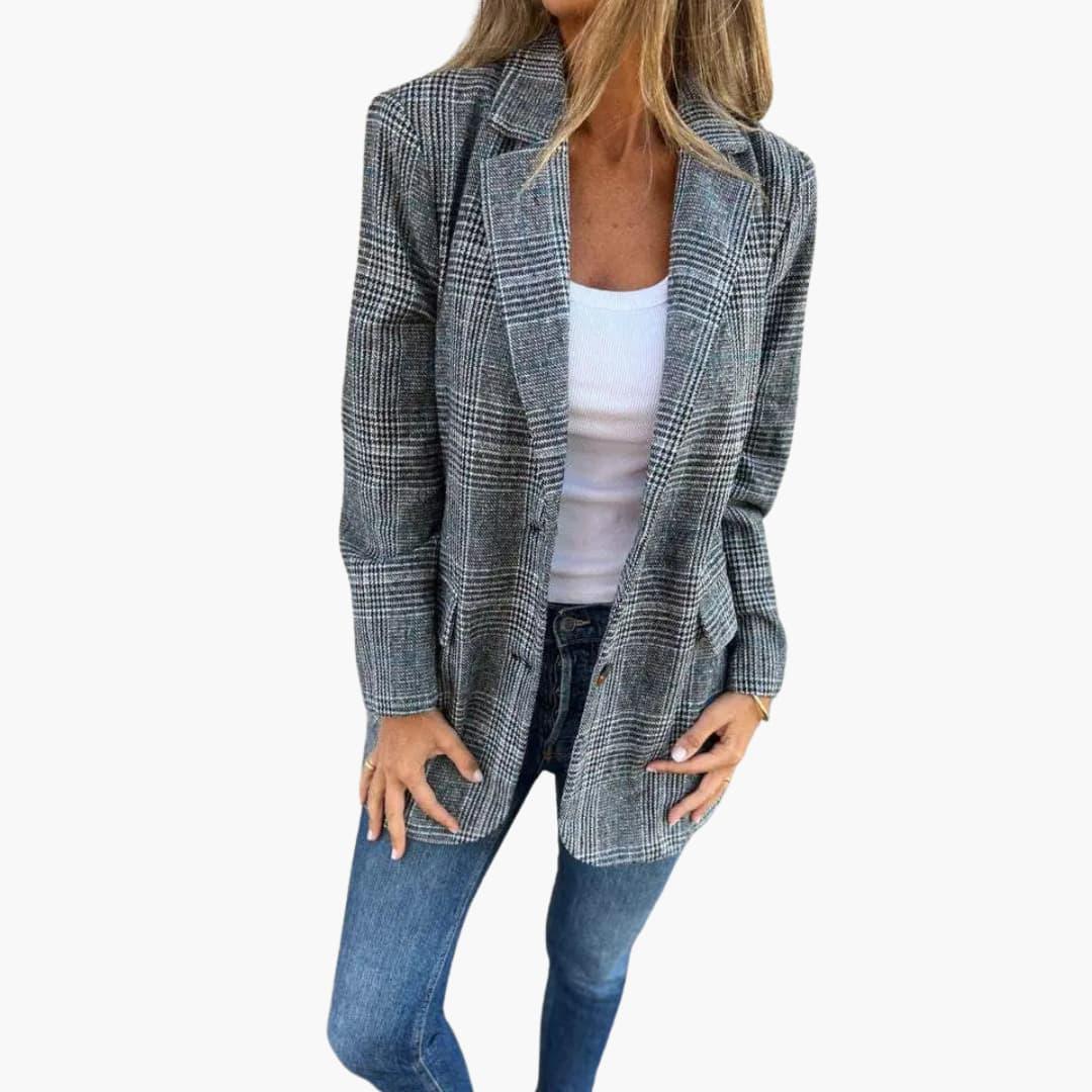 Checked Blazer for Women - Tailored Slim Fit Look