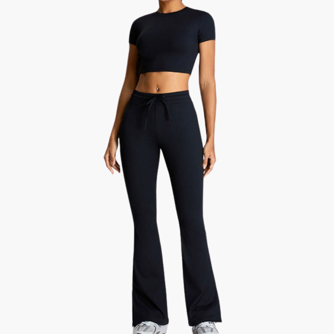 Black High-Waist Yoga Pants - Women's Comfort with Tummy Control - Image 2