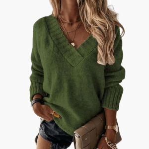 V-Neck Knit Sweater for Women – Elegant and Soft Top
