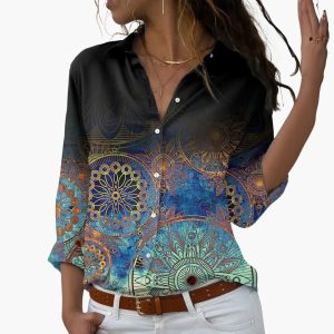 Flower Colorblock Blouse for Women - Stylish & Comfortable