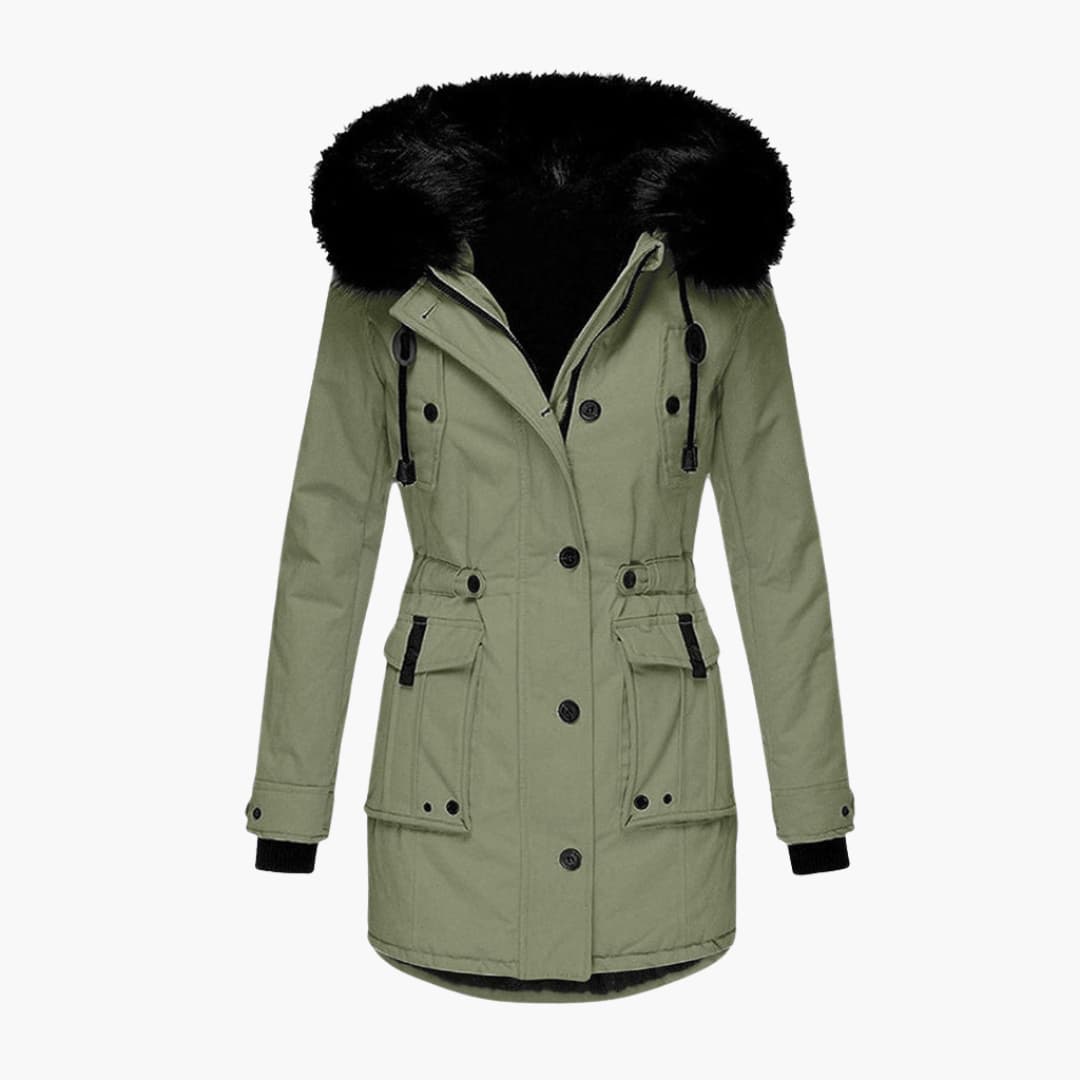 Women’s Parka Jacket with Hood and Flap Pockets - Image 4