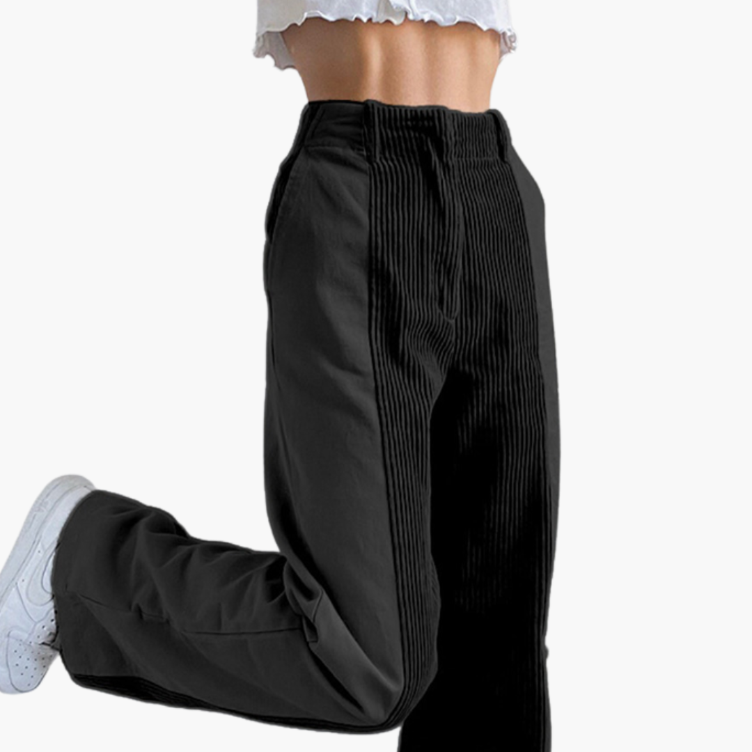 Women's Corduroy Pants with High Waist and Wide Legs - Image 3