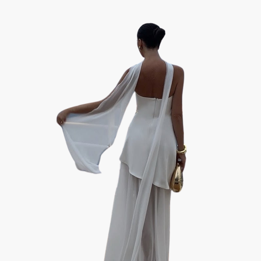 Off-Shoulder Evening Dress for Women - Maxi with High Slit - Image 3