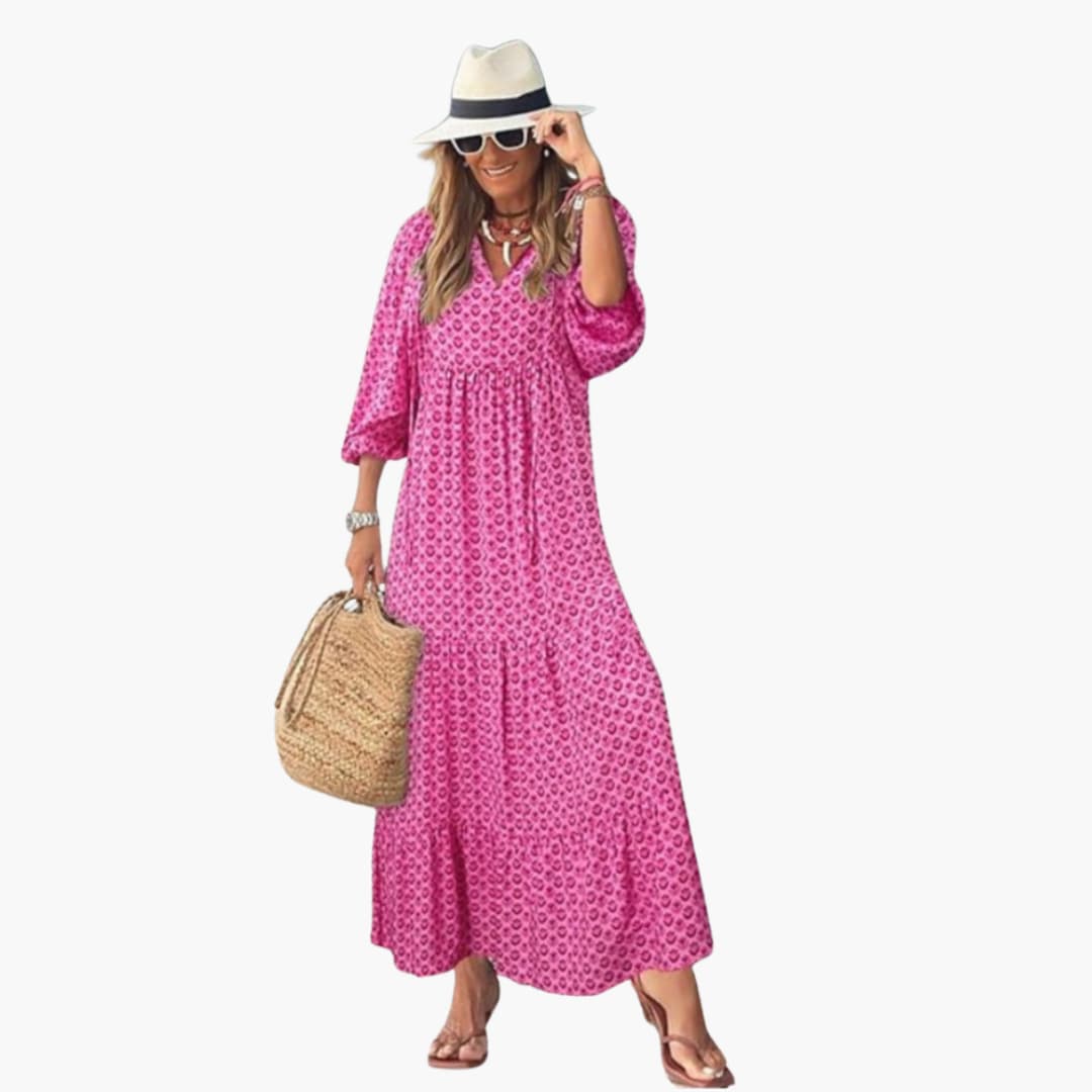 Boho Maxi Dress for Women - Floral Pattern & Loose Fit - Image 3