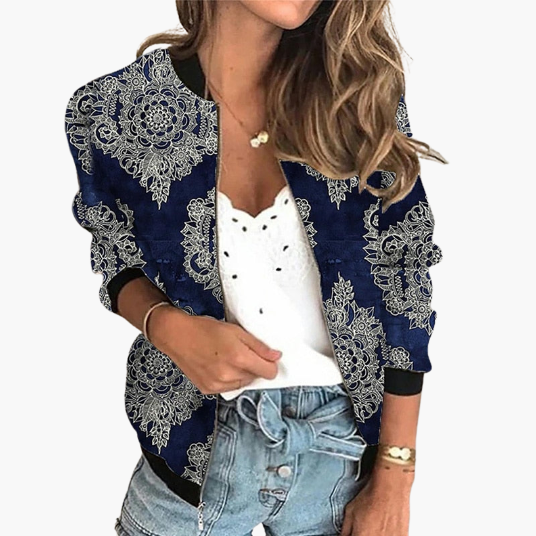 Bomber Jacket for Women - Lightweight & Stylish with Floral Pattern - Image 3