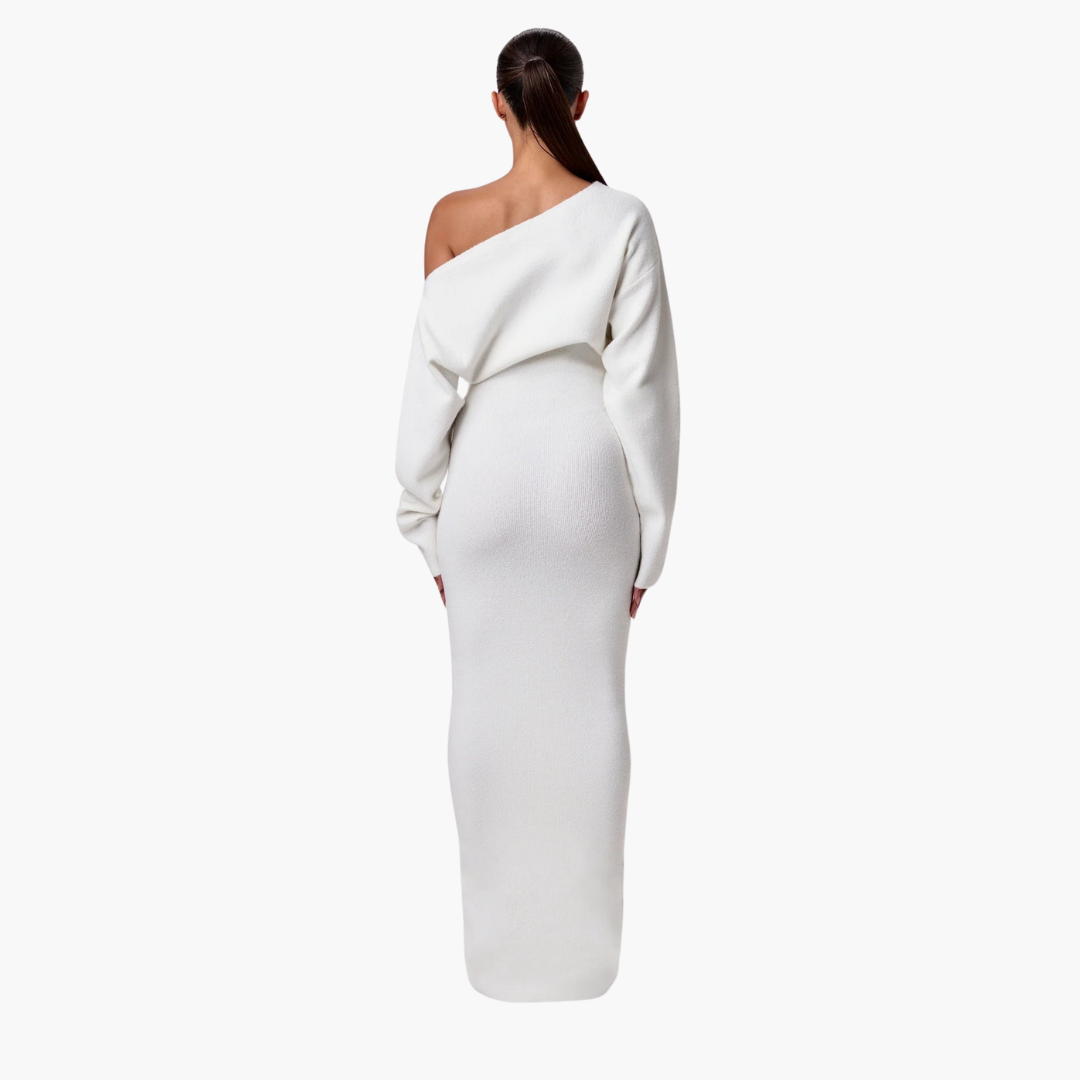 Off-Shoulder Knit Dress for Women – Elegant Evening Dress - Image 4