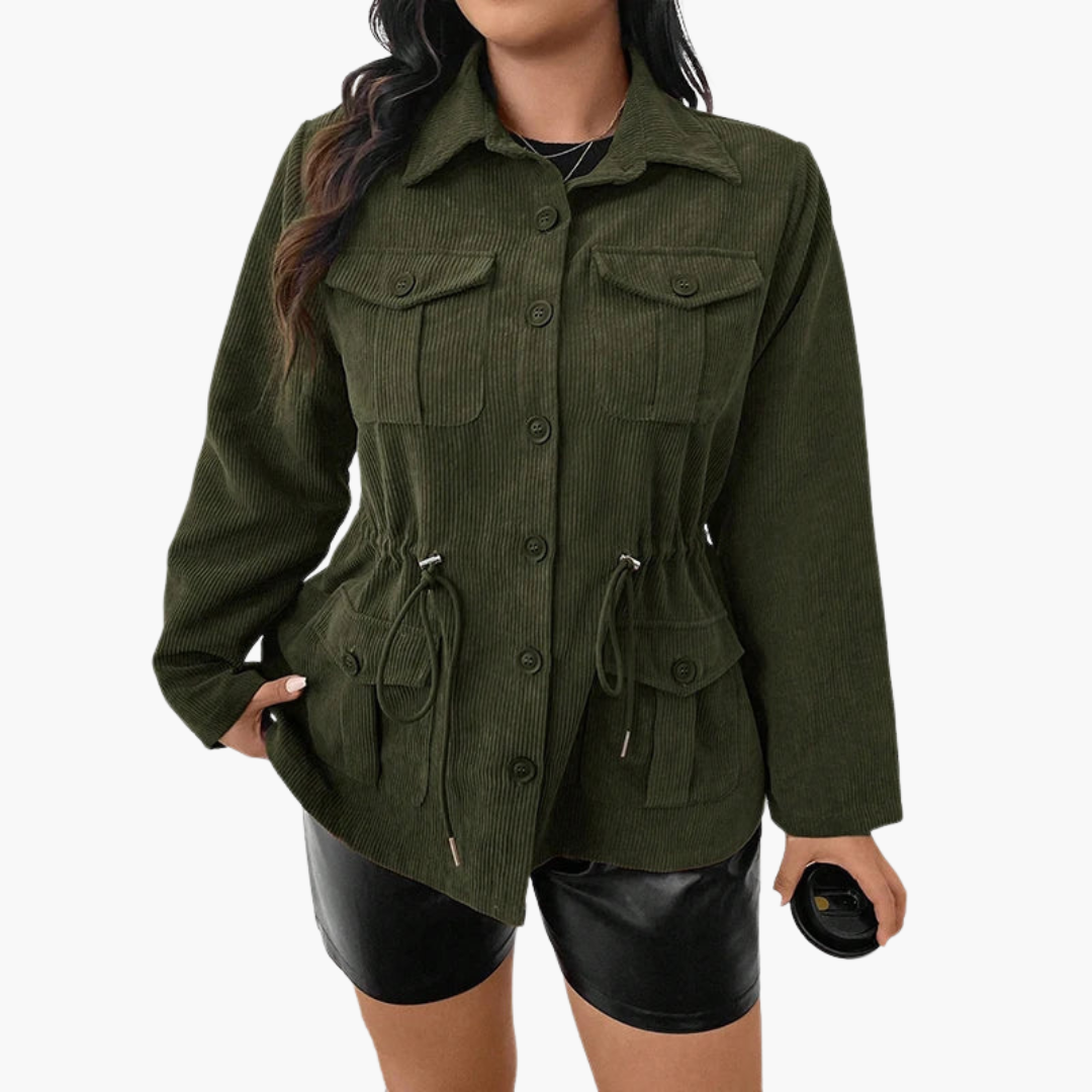 Women's Cord Jacket with Waist Drawstring - Image 4