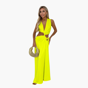 Summer Dress for Women – Cut-Out, V-Neck, Side Slit