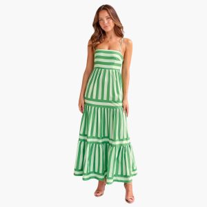 Maxi Dress for Women - Striped Summer Dress with Straps
