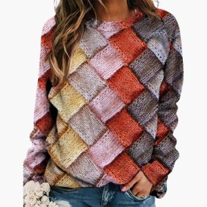 Patterned Knit Sweater for Women
