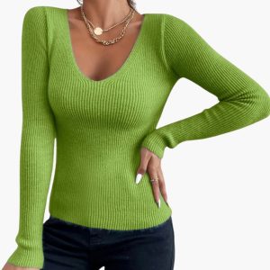 Women's Sweater with V-Neck and Long Sleeves