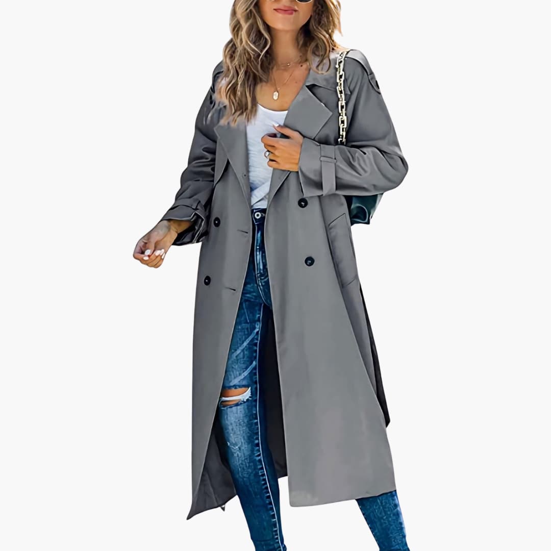 Women’s Trench Coat with Button Placket - Image 4