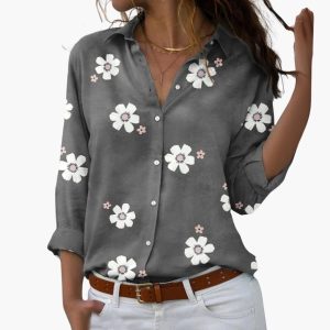 Floral Blouse with Elegant Floral Pattern - Women's Summer Look