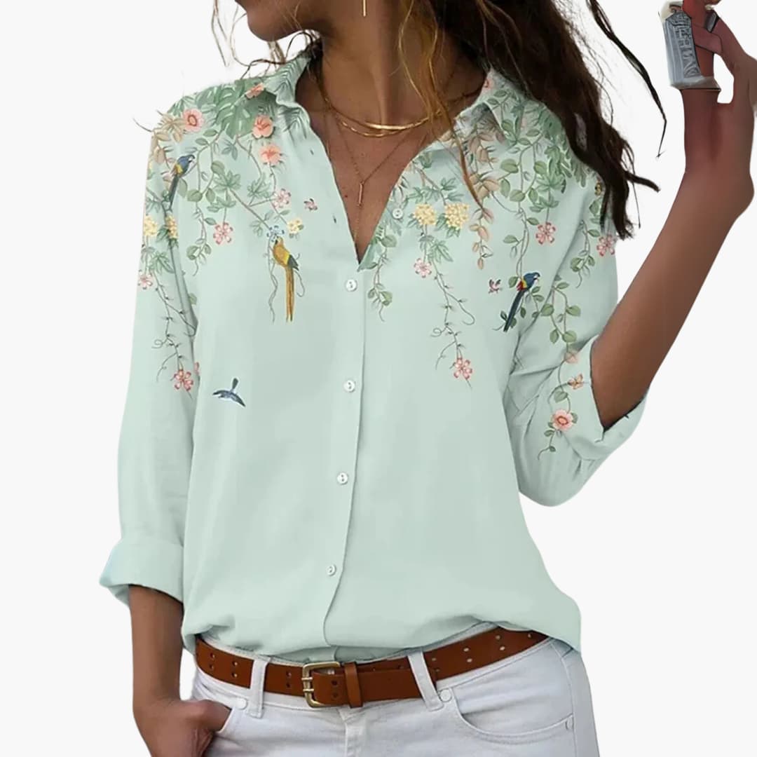 Flower Colorblock Blouse for Women - Stylish & Comfortable - Image 4