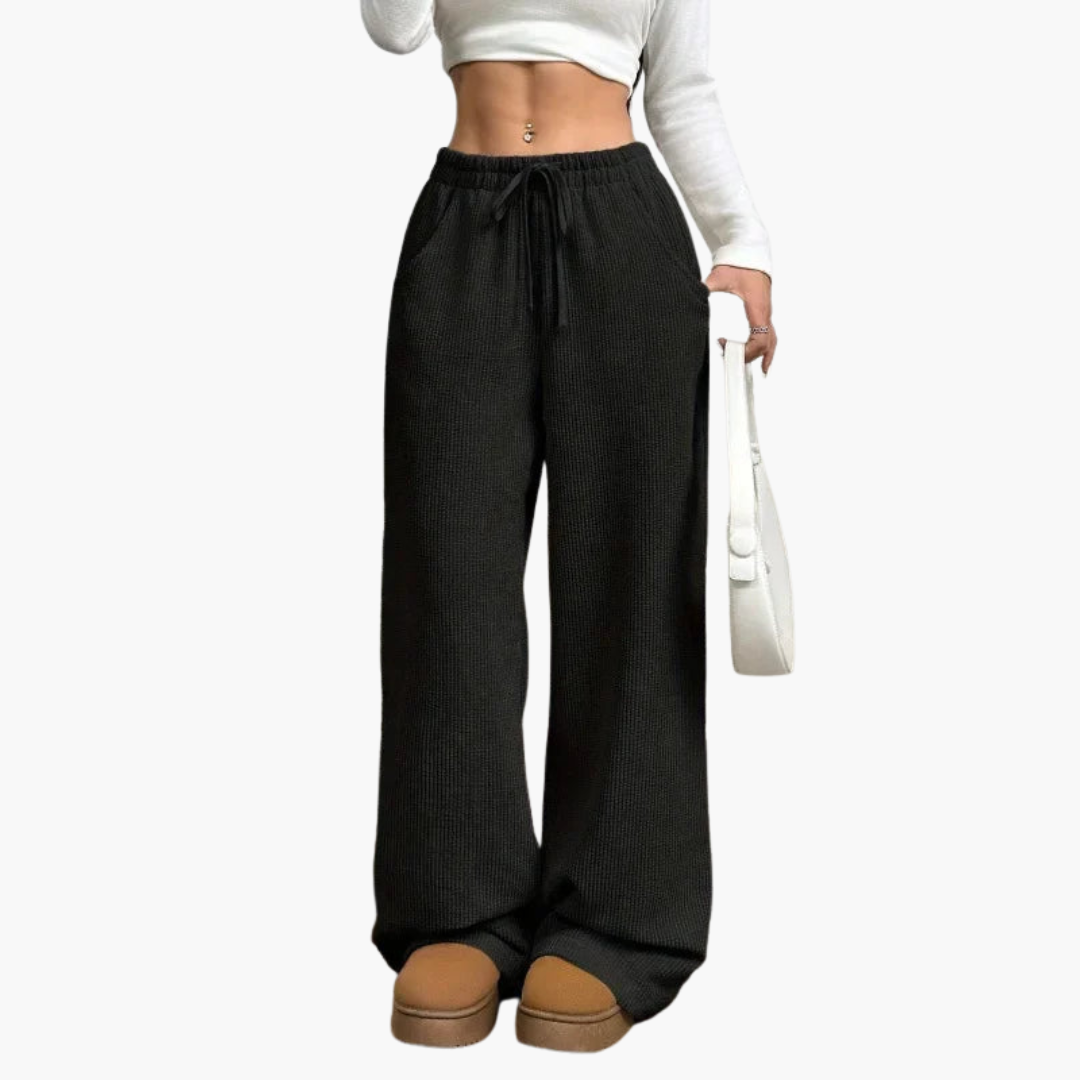 Women's Corduroy Trousers with High Waist and Wide Legs - Image 4