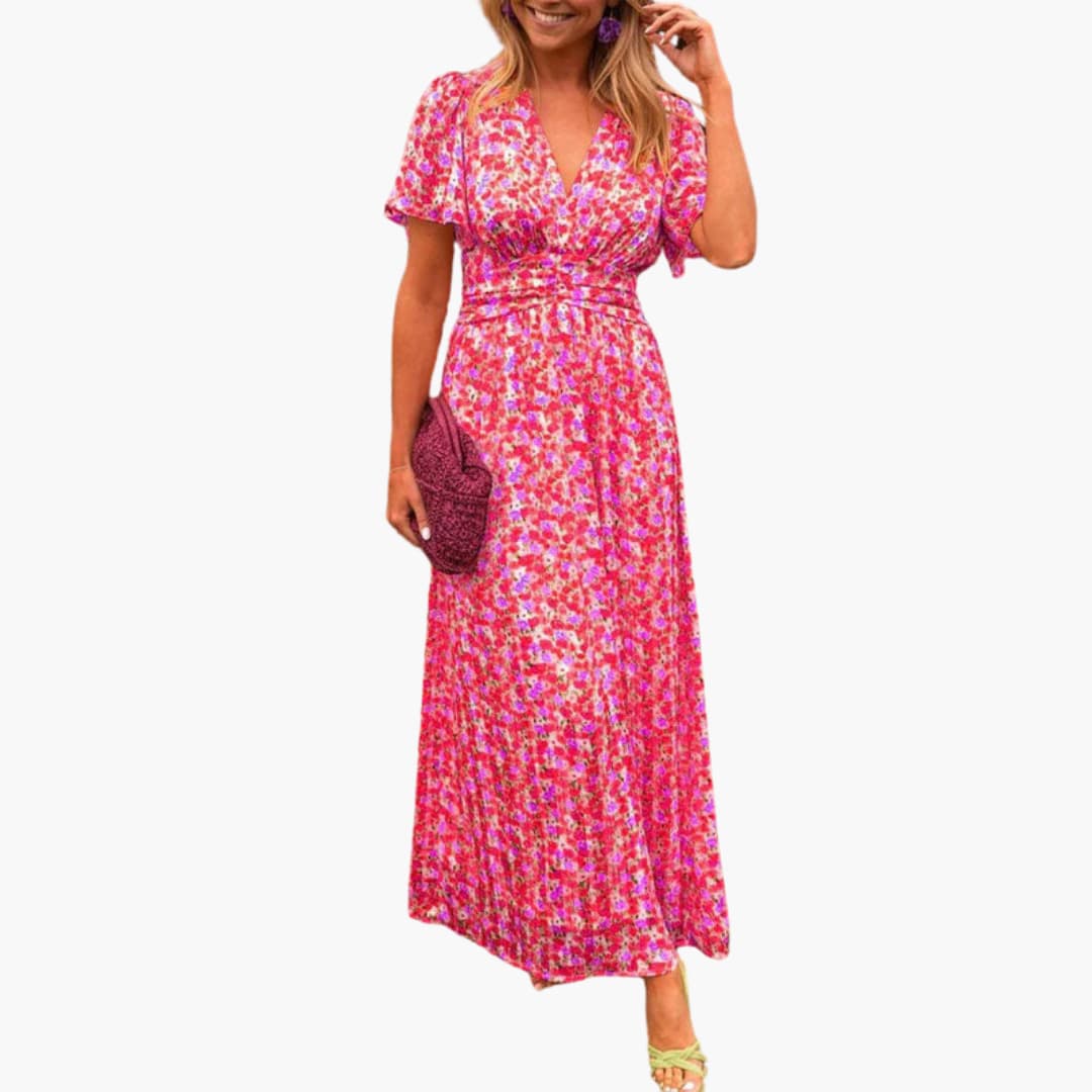 Floral Wrap Maxi Dress - for Women with V-Neck - Image 7