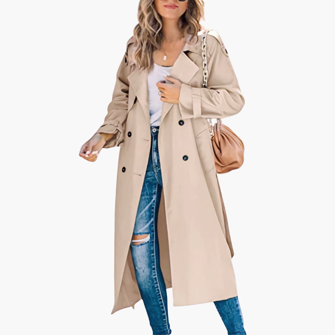 Women’s Trench Coat with Button Placket - Image 2