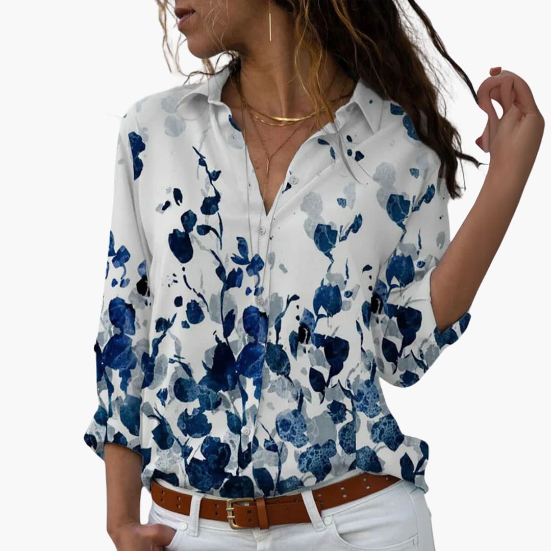 Flower Colorblock Blouse for Women - Stylish & Comfortable - Image 2