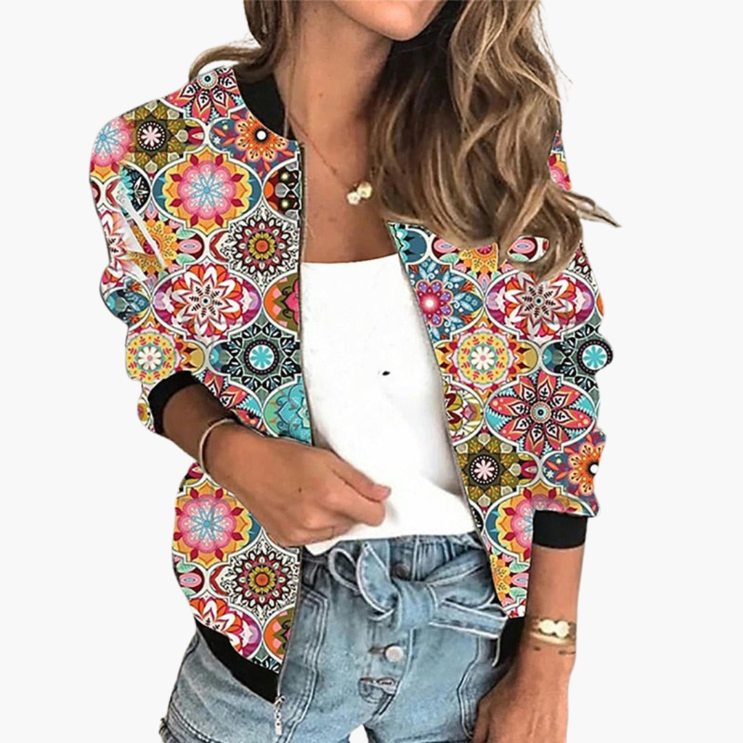 Bomber Jacket for Women - Lightweight & Stylish with Floral Pattern - Image 6