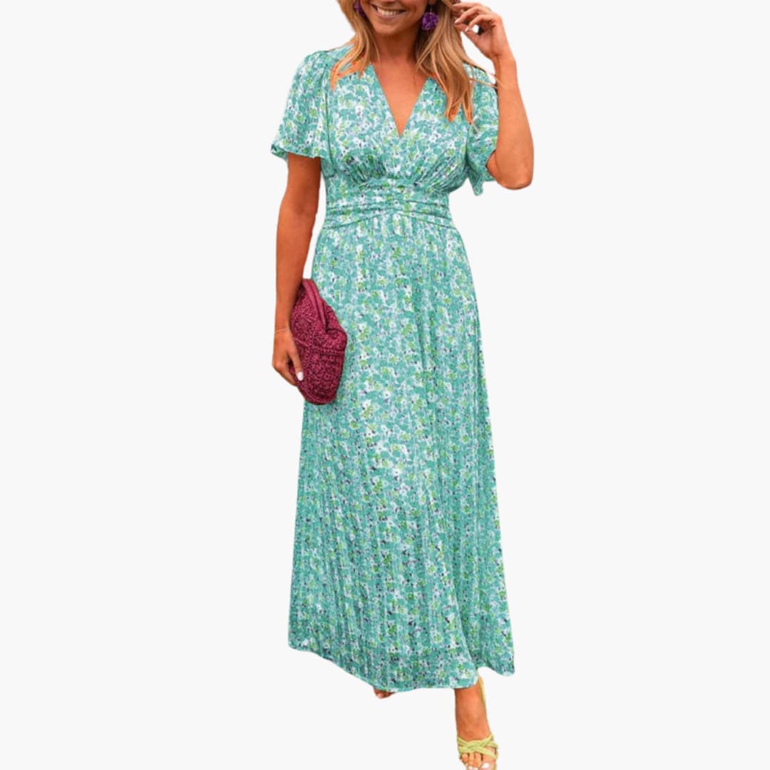 Floral Wrap Maxi Dress - for Women with V-Neck - Image 6