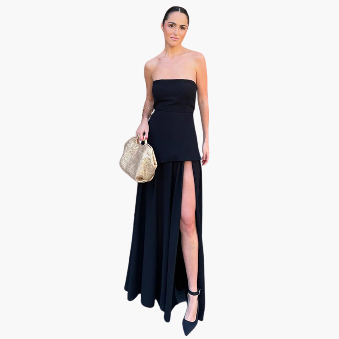 Off-Shoulder Evening Dress for Women - Maxi with High Slit - Image 6
