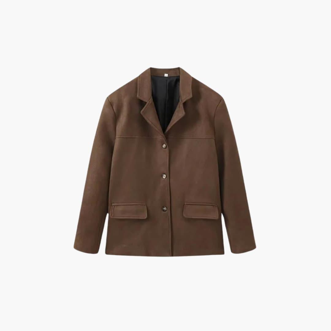 Trendy Women's Suede Jacket with Button Placket – Stylish & Comfortable