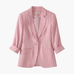 Women’s Linen Blazer with Roll-Up Sleeves