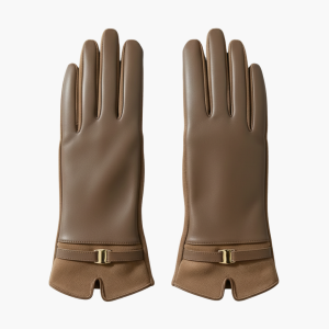 Women’s Full Finger Gloves with Lined Interior and Decorative Strap