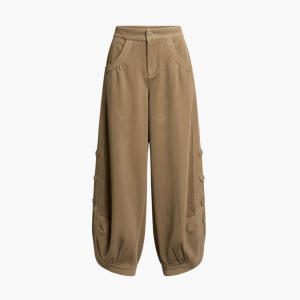 Women’s Corduroy Trousers with Side Pockets and Button Cuffs