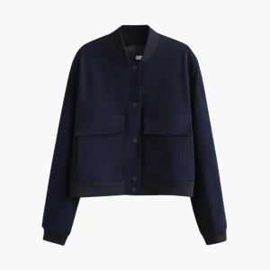 Women’s Jacket with Button Closure and Ribbed Hem