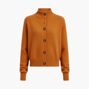 Women’s Cardigan with Button Front and High Neckline