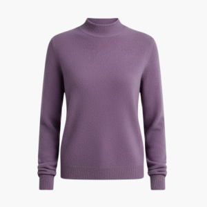 Women’s Sweater with Draped Neckline and Ribbed Cuffs