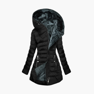 Women’s Jacket with Asymmetrical Zipper and Hood