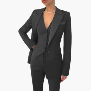Women's Three-Piece Suit with Blazer, Vest, and Pants