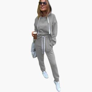 Women's Hoodie and Jogger Set with Drawstrings
