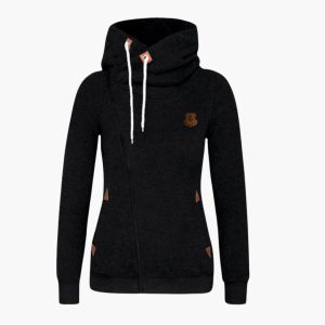 Women's Zip-Up Hoodie with Drawstring Hood