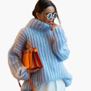 Women's Oversized Knit Sweater with Turtleneck