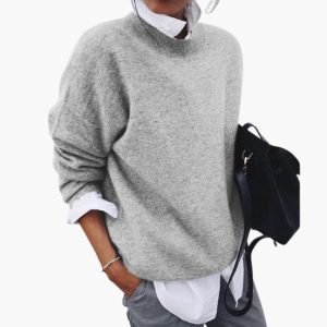 Women's Round Neck Sweater with Long Sleeves
